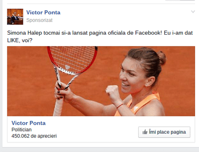 Ponta Facebook Simona Halep