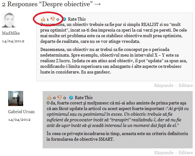 Oferă calificative comentariilor.
