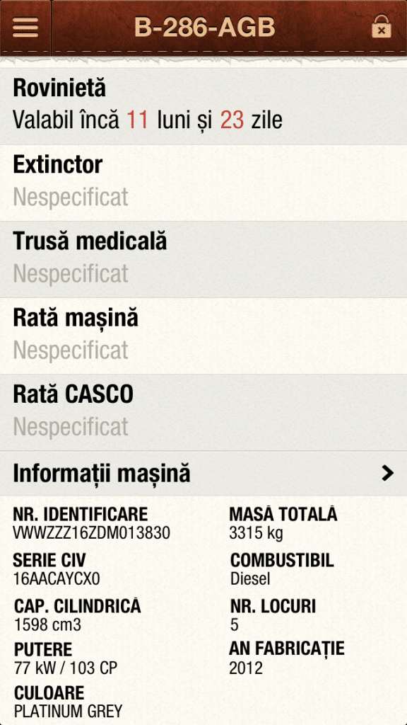 Aplicatie iPhone Masina mea 4