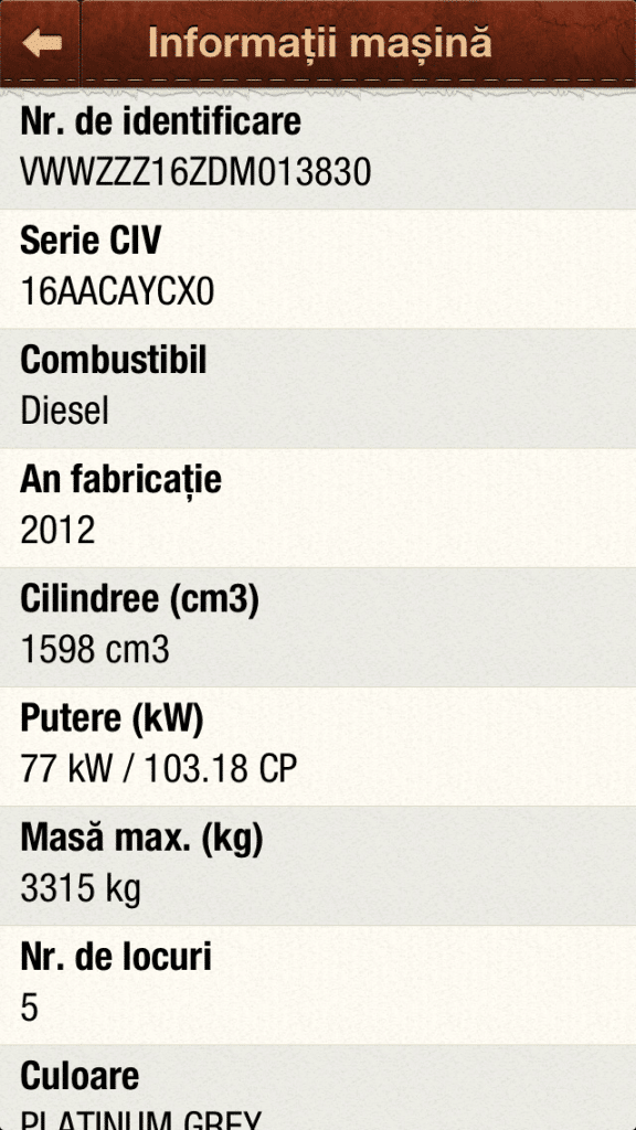 Aplicatie iPhone Masina mea 6