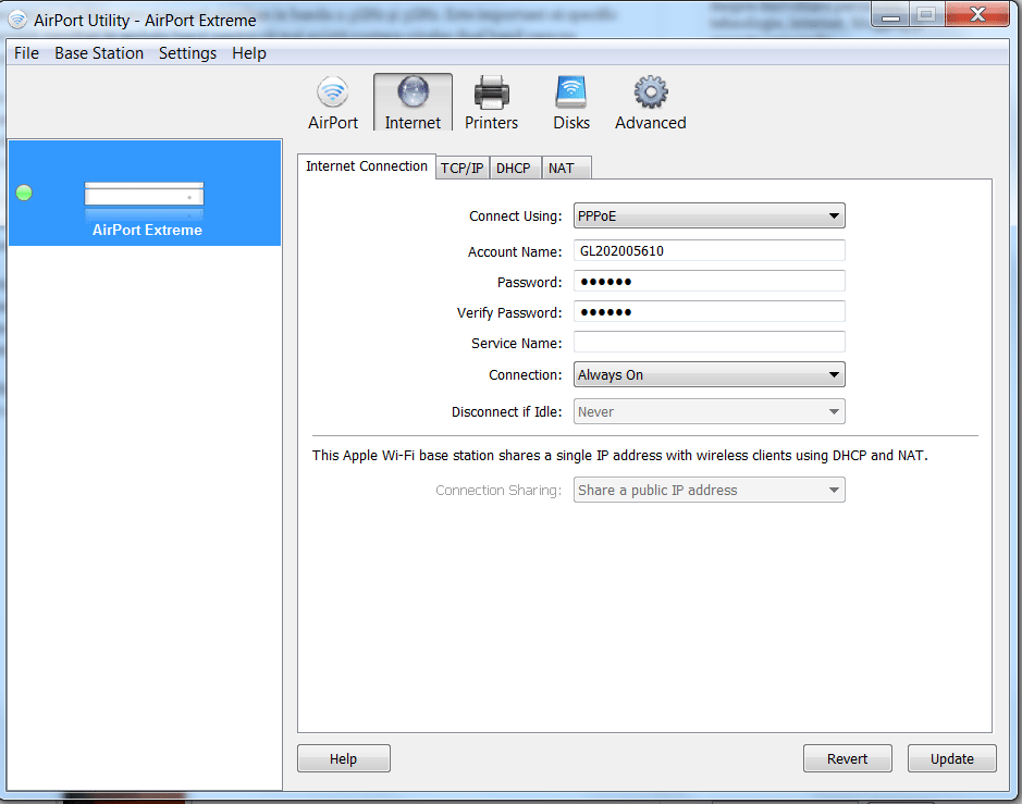 Configurare AirPort Extreme RDS 6