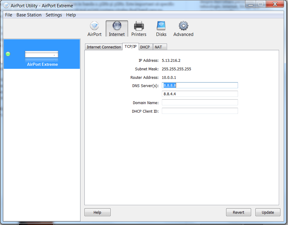 Configurare AirPort Extreme RDS 7