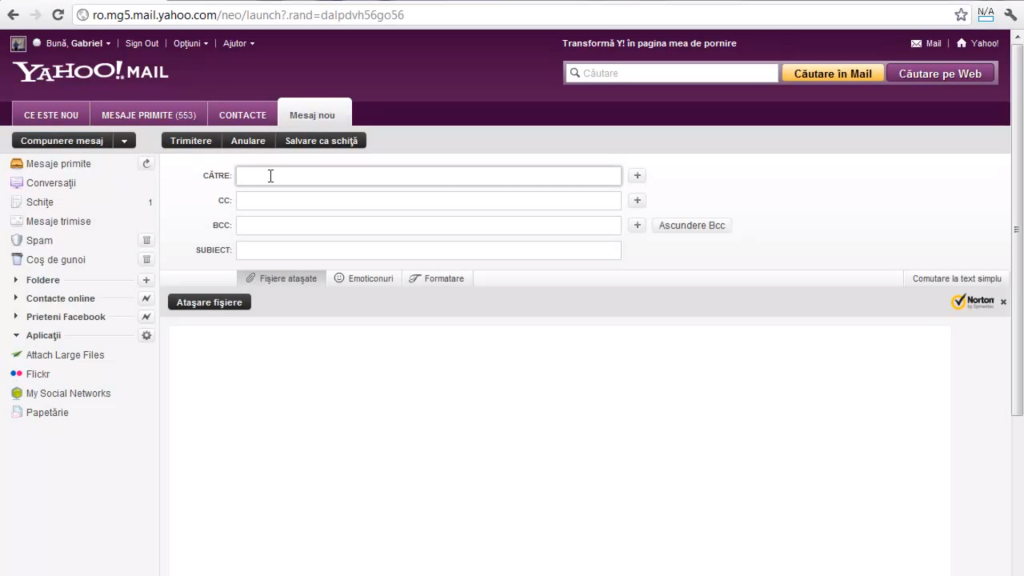 cum trimit un mail de pe yahoo