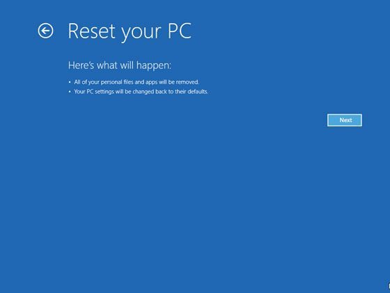 Hard reset Windows 8