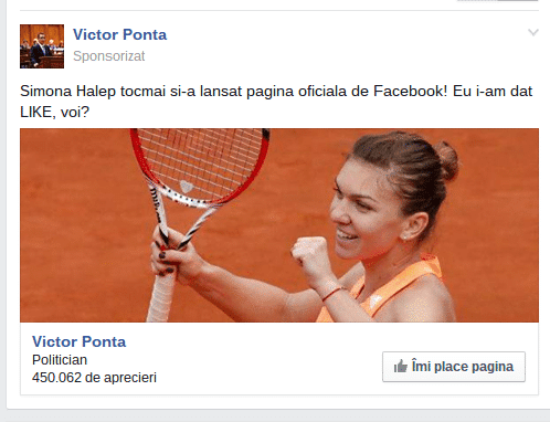 Ponta Facebook Simona Halep