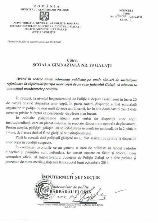 Copii rapiti Galati