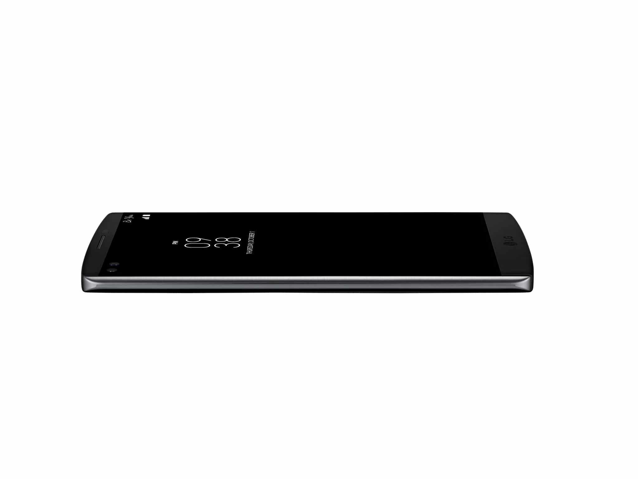 LG V10 negru culcat, lateral