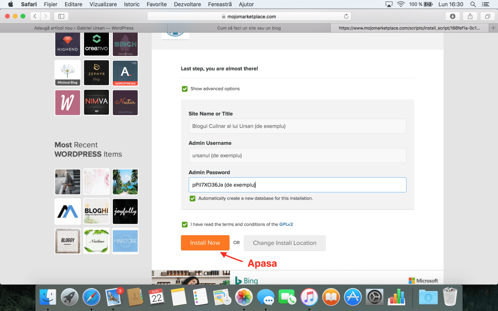 Instaleaza WordPress