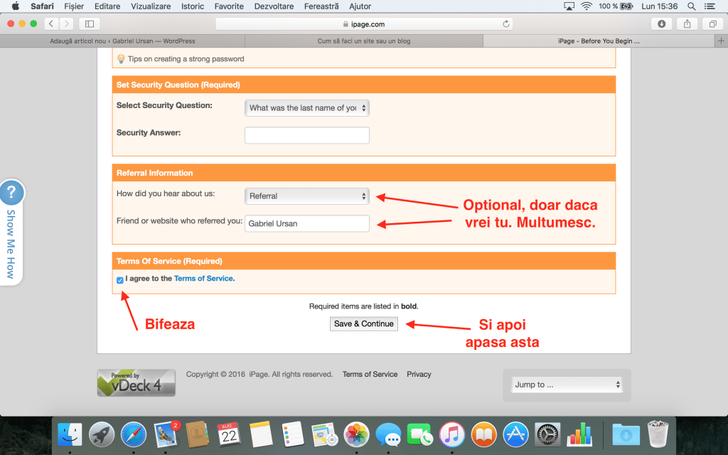 Selecteaza intrebarea de securitate