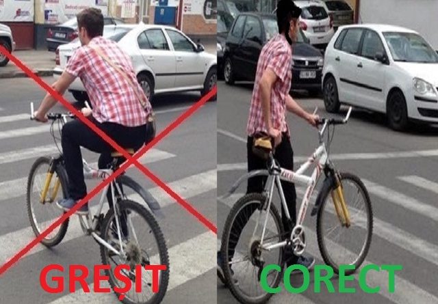 Biciclist pe trecerea de pietoni