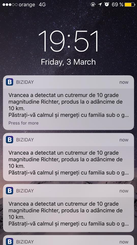 Cutremur 10 grade Biziday