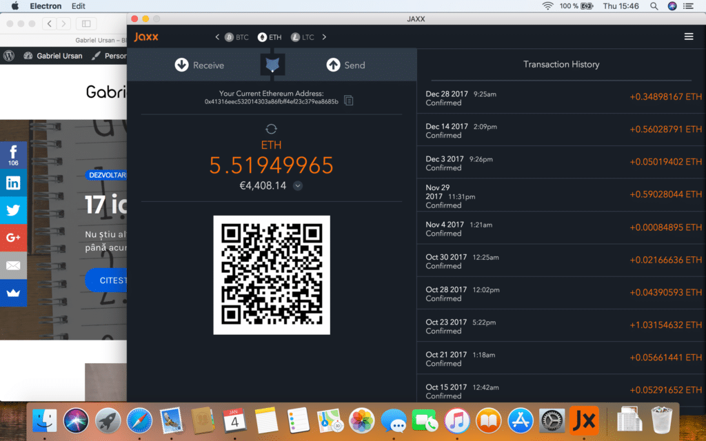 Portofel Ethereum si Bitcoin Jaxx