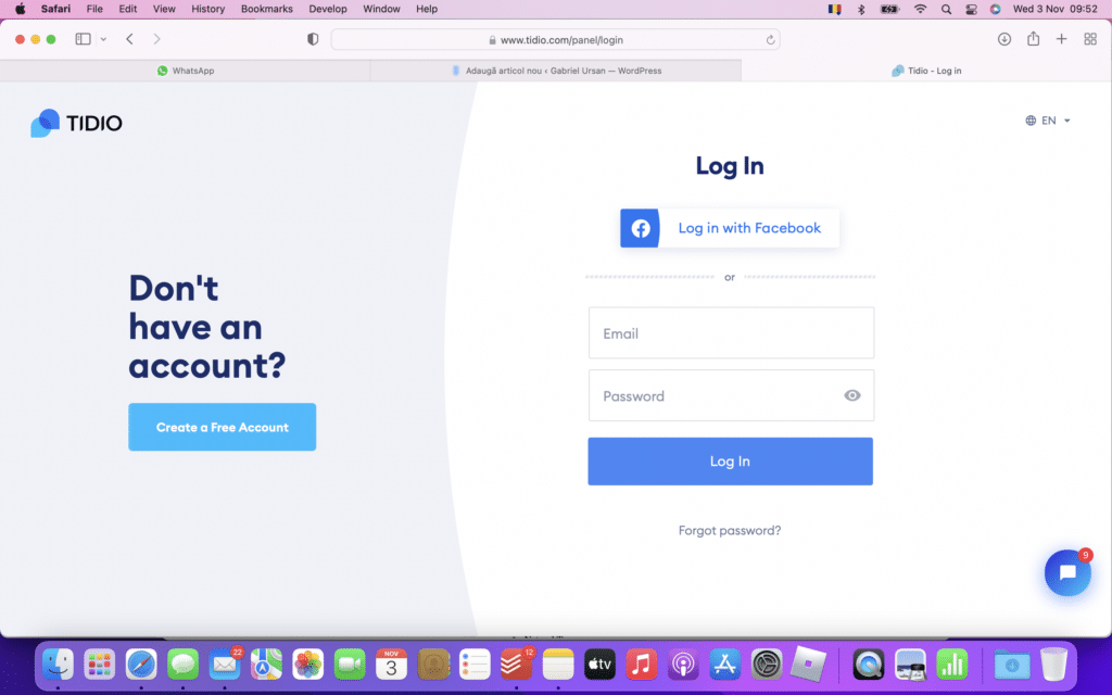 Apasa pe Create a Free Account