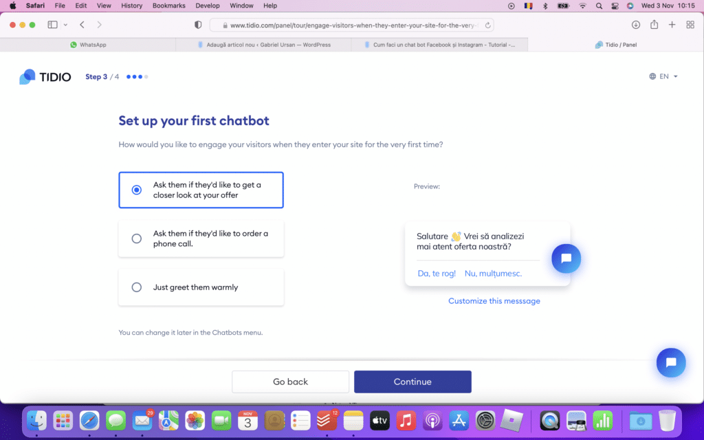 Selecteaza ce obiectiv de bot ai doresti