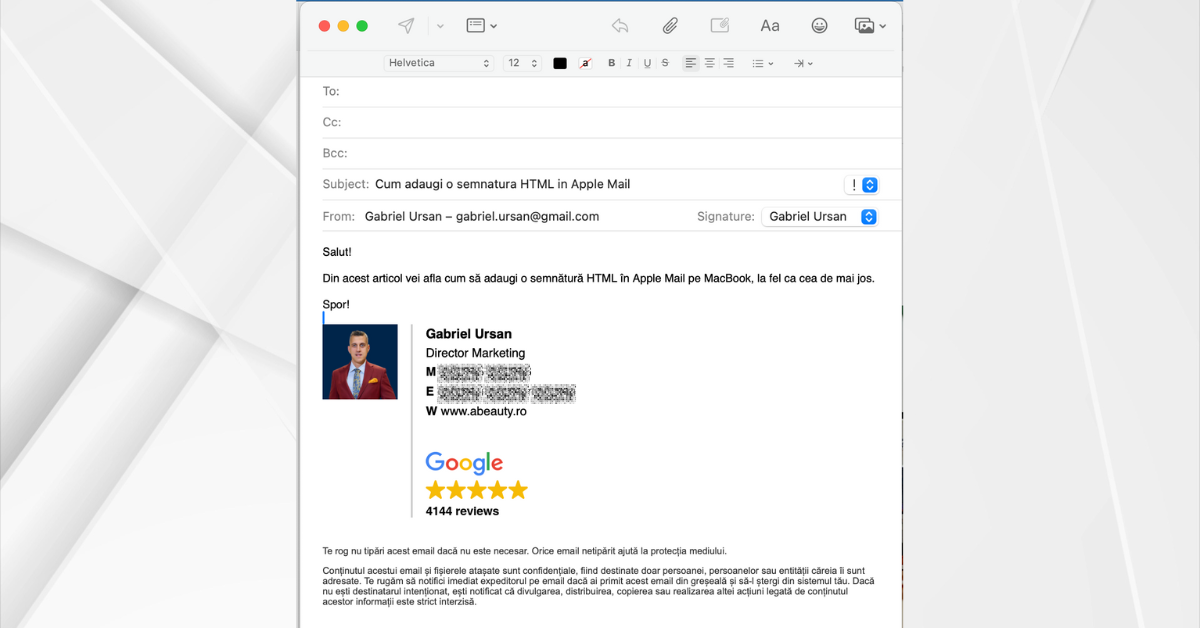 Cum adaugi o semnatura HTML in Apple Mail